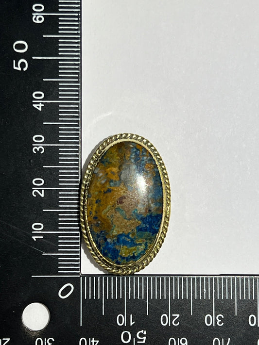 Azurite sertie doré n°D3 (3,2cm x 1,9cm) - Solyluna Macramé