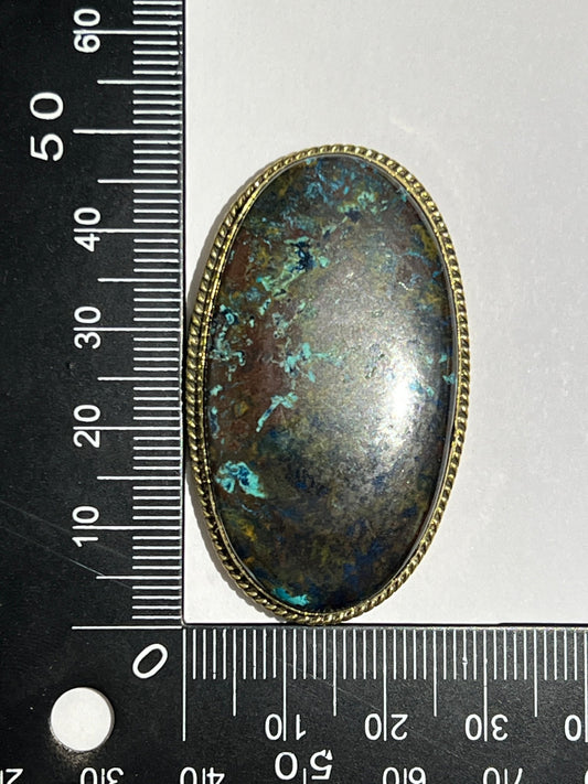 Azurite sertie doré n°D5 (4,7cm x 2,6cm) - Solyluna Macramé