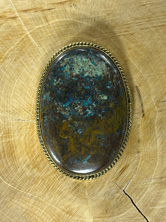 Azurite sertie doré n°D2 (4,2cm x 3cm) - Solyluna Macramé