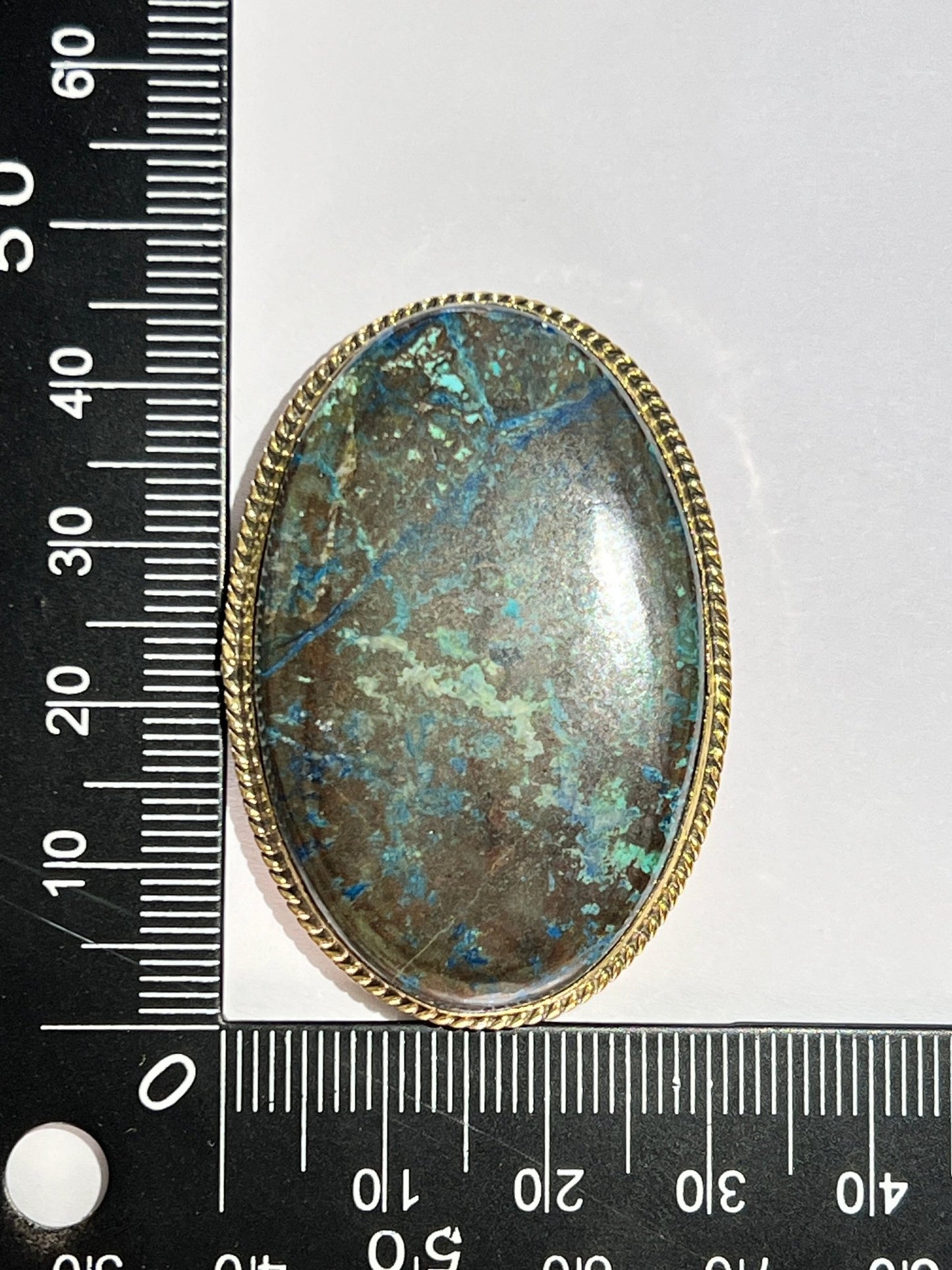 Azurite sertie doré n°D2 (4,5cm x 3,1cm) - Solyluna Macramé