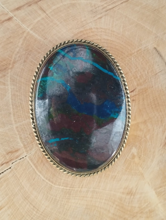 Azurite sertie doré n°D3 (4,1cm x 3cm) - Solyluna Macramé