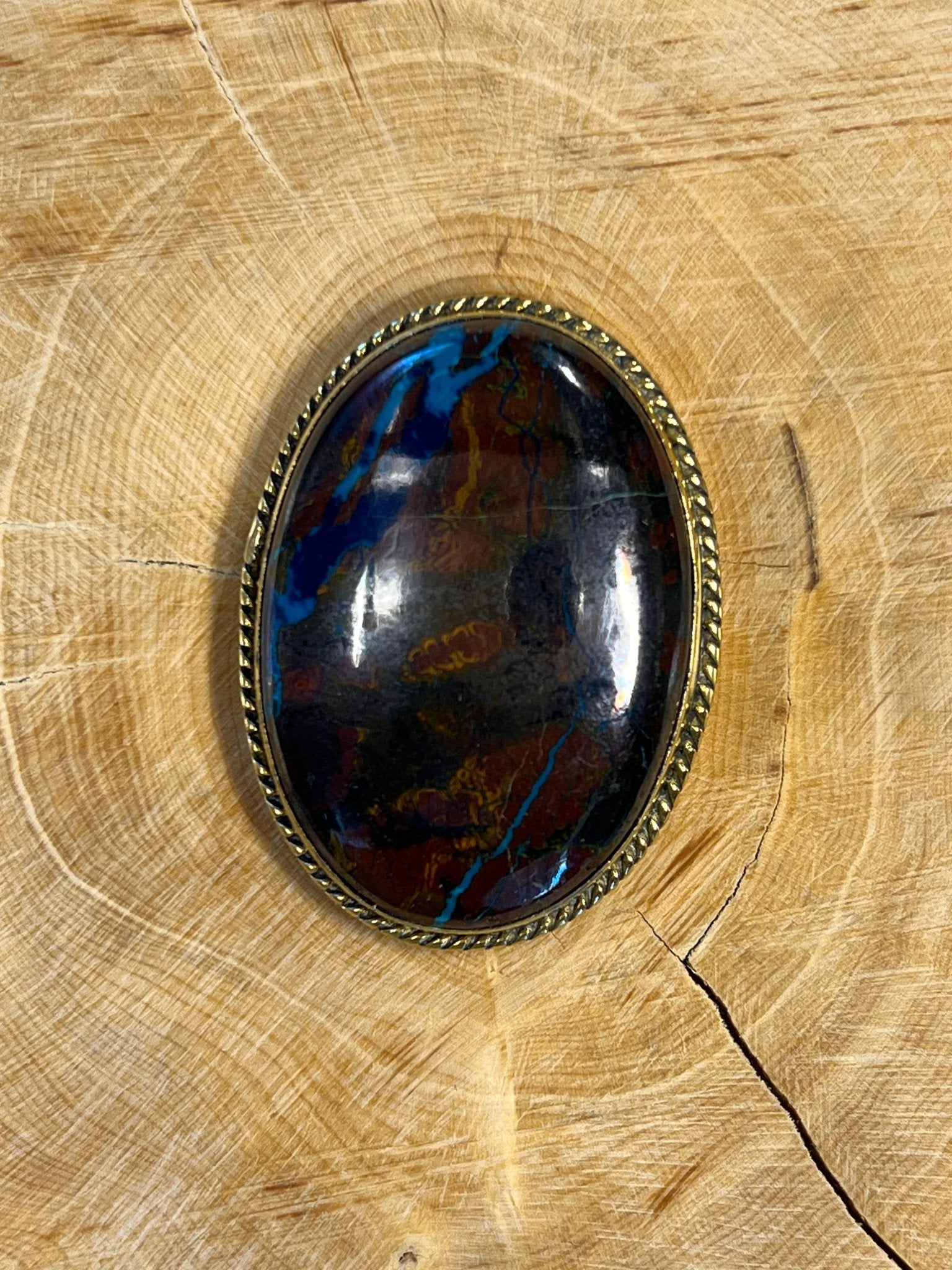 Azurite sertie doré n°D4 (3,9cm x 2,9cm) - Solyluna Macramé