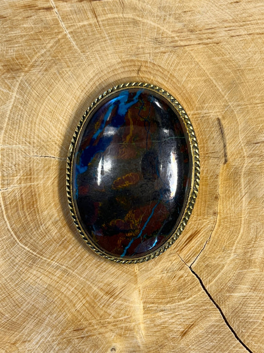 Azurite sertie doré n°D4 (3,9cm x 2,9cm) - Solyluna Macramé