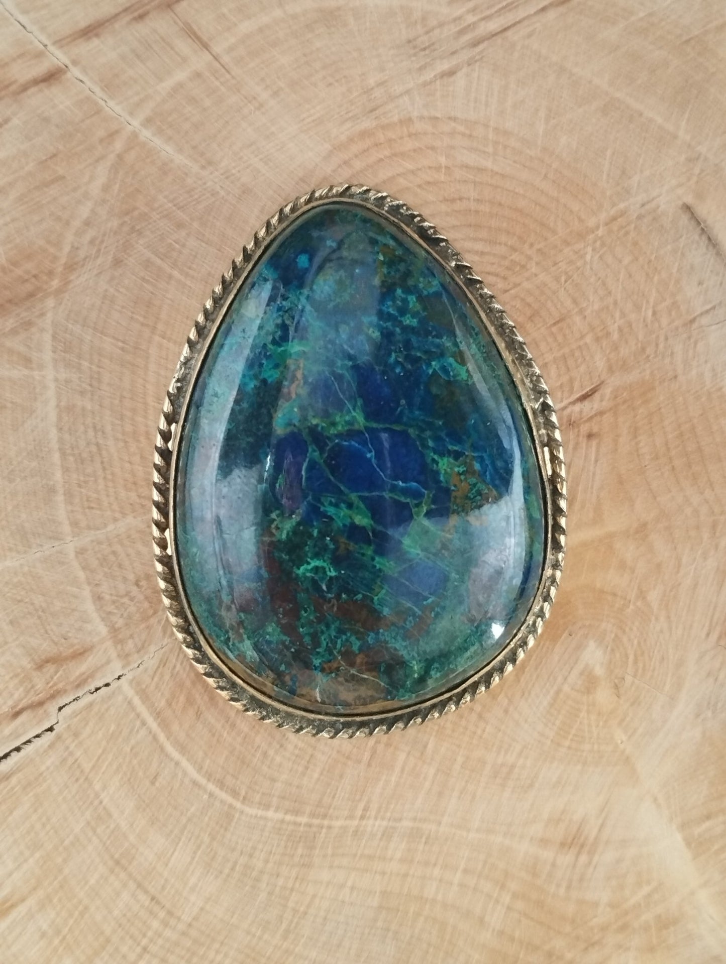 Azurite sertie doré n°D5 (3,8cm x 2,6cm) - Solyluna Macramé