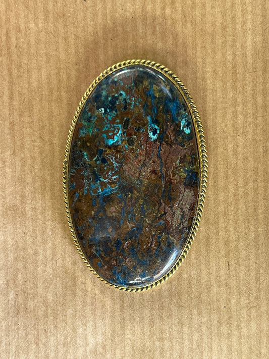 Azurite sertie doré n°D5 (5cm x 3,2cm) - Solyluna Macramé