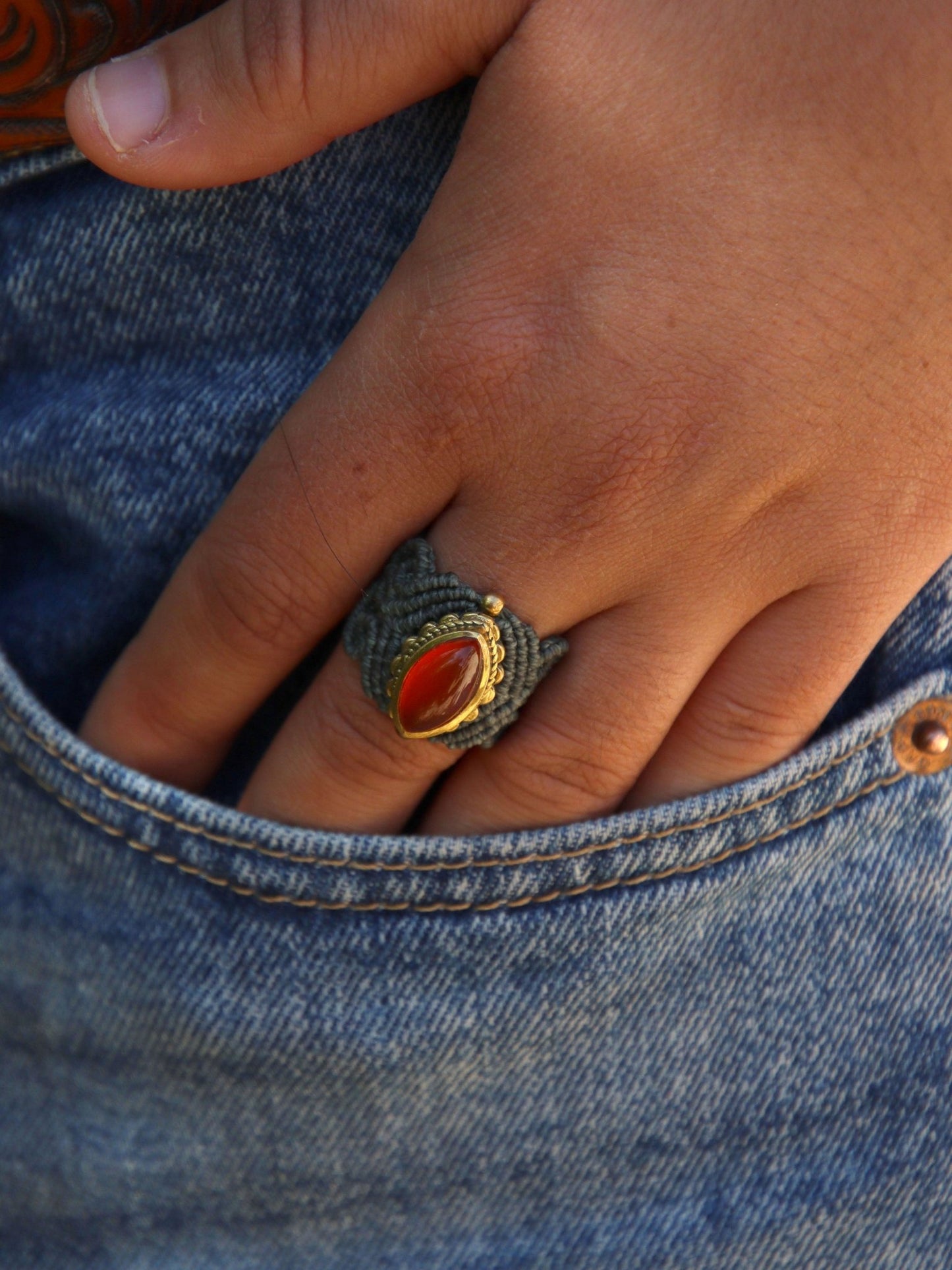 Bague Irina Cornaline - Solyluna Macramé