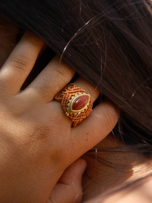 Bague Irina Jaspe rouge - Solyluna Macramé