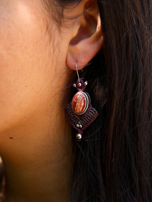 Boucles d'oreilles Plume - Solyluna Macramé