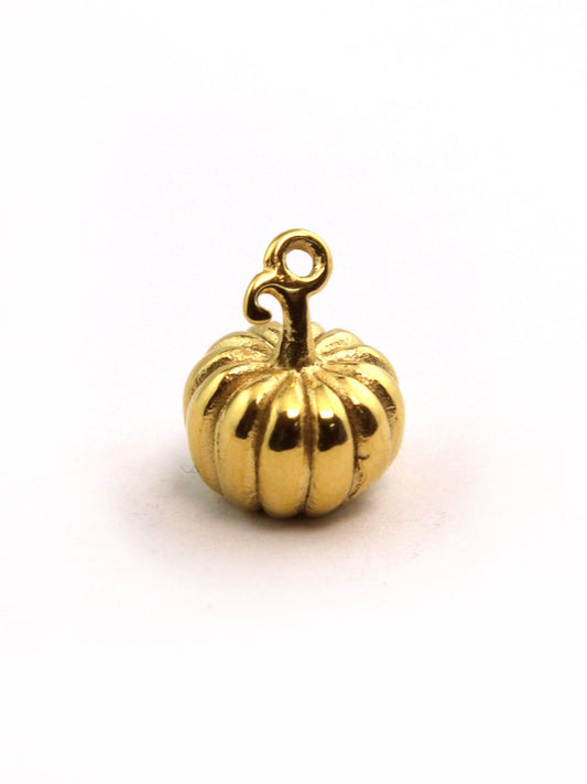 Charm citrouille 3D doré 14,5mm - Solyluna Macramé