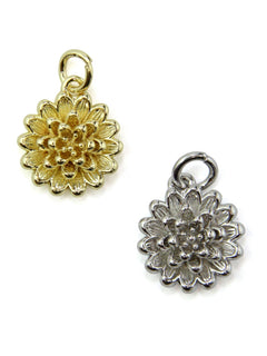 Charm fleur dahlia laiton 13 mm