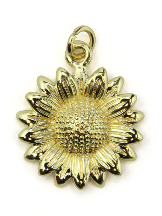 Charm fleur tournesol laiton 20 mm - Solyluna Macramé