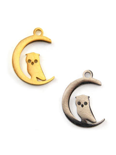Charm hibou sur la lune Halloween 12mm