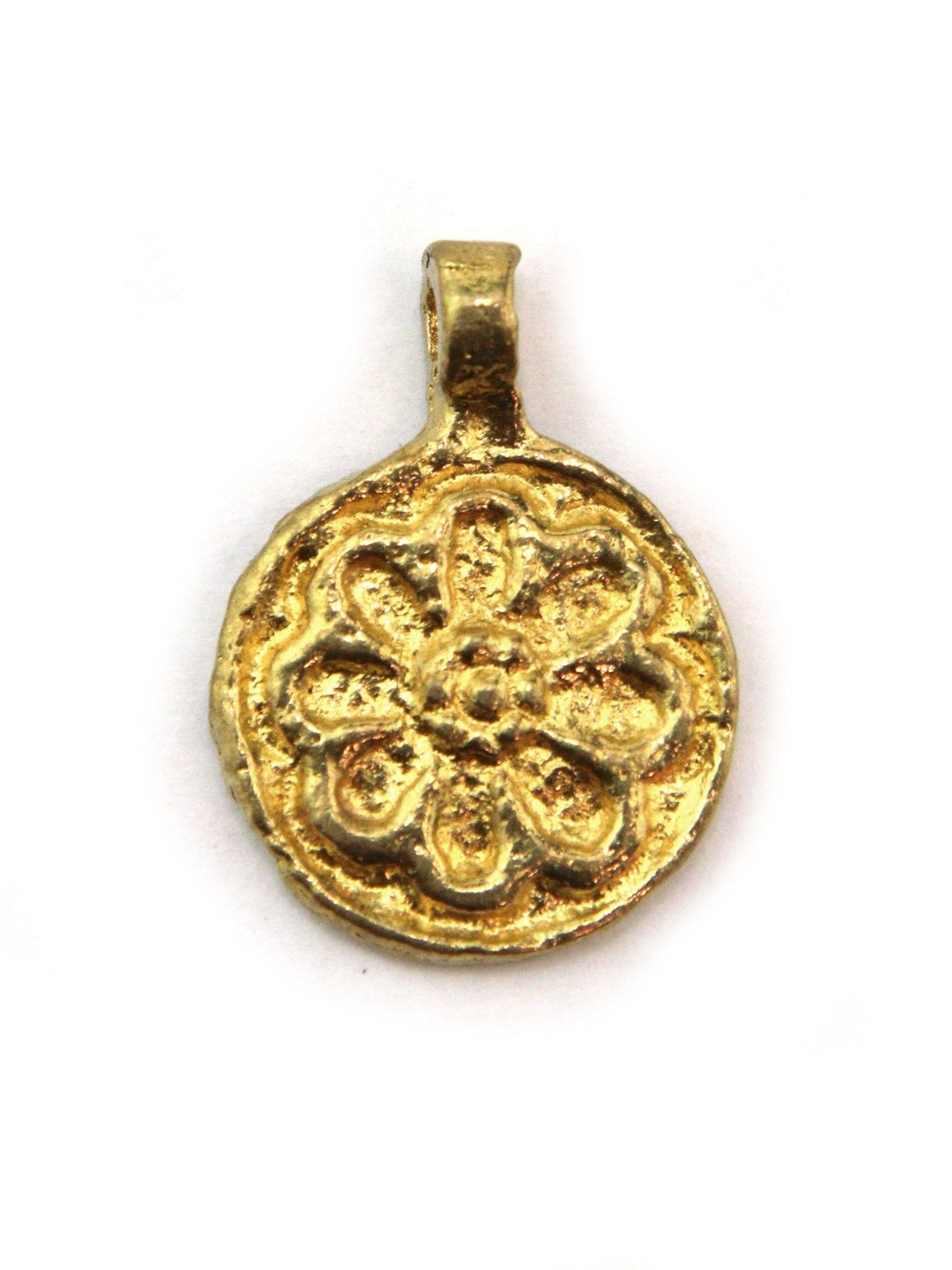 Charm médaillon fleur indien laiton 18 mm - Solyluna Macramé