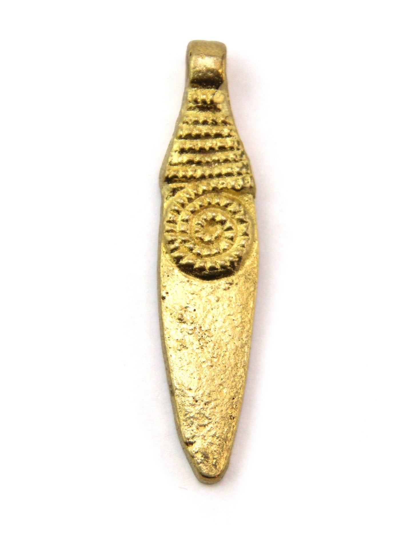 Charm navette spirale indien laiton 43 mm - Solyluna Macramé