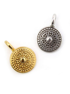 Charm rond trèfle zamak 13 mm