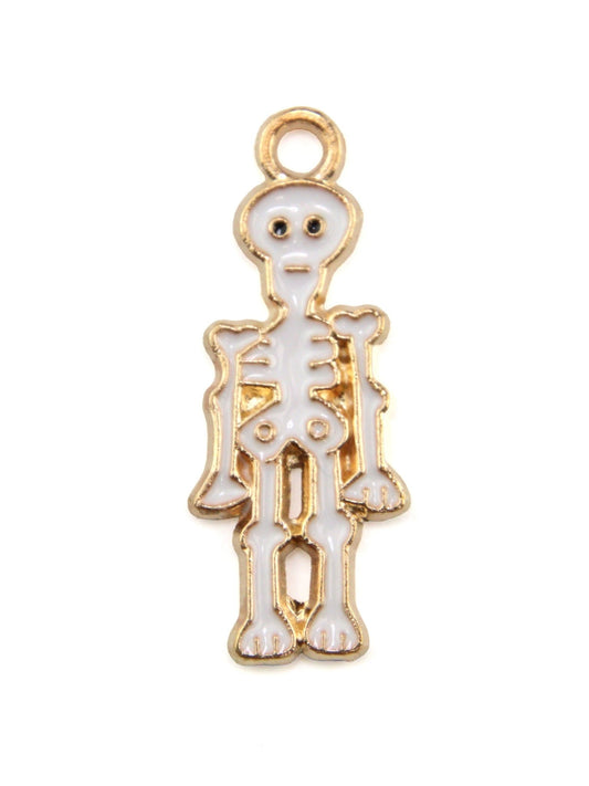Charm squelette émaillé blanc 26mm - Solyluna Macramé