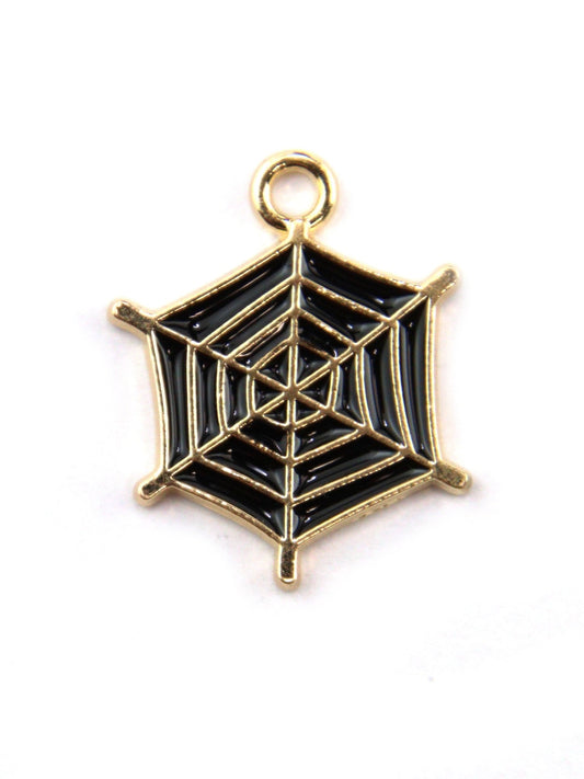Charm toile d’araignée émaillé noir 20mm - Solyluna Macramé