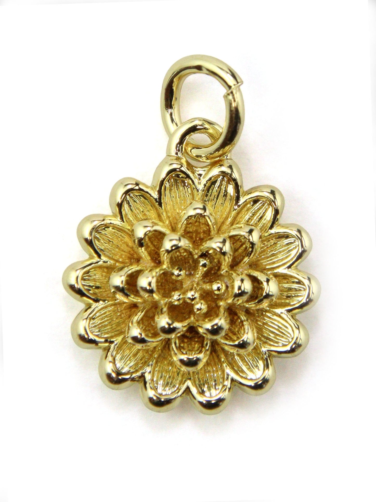 Charm fleur dahlia laiton 13 mm