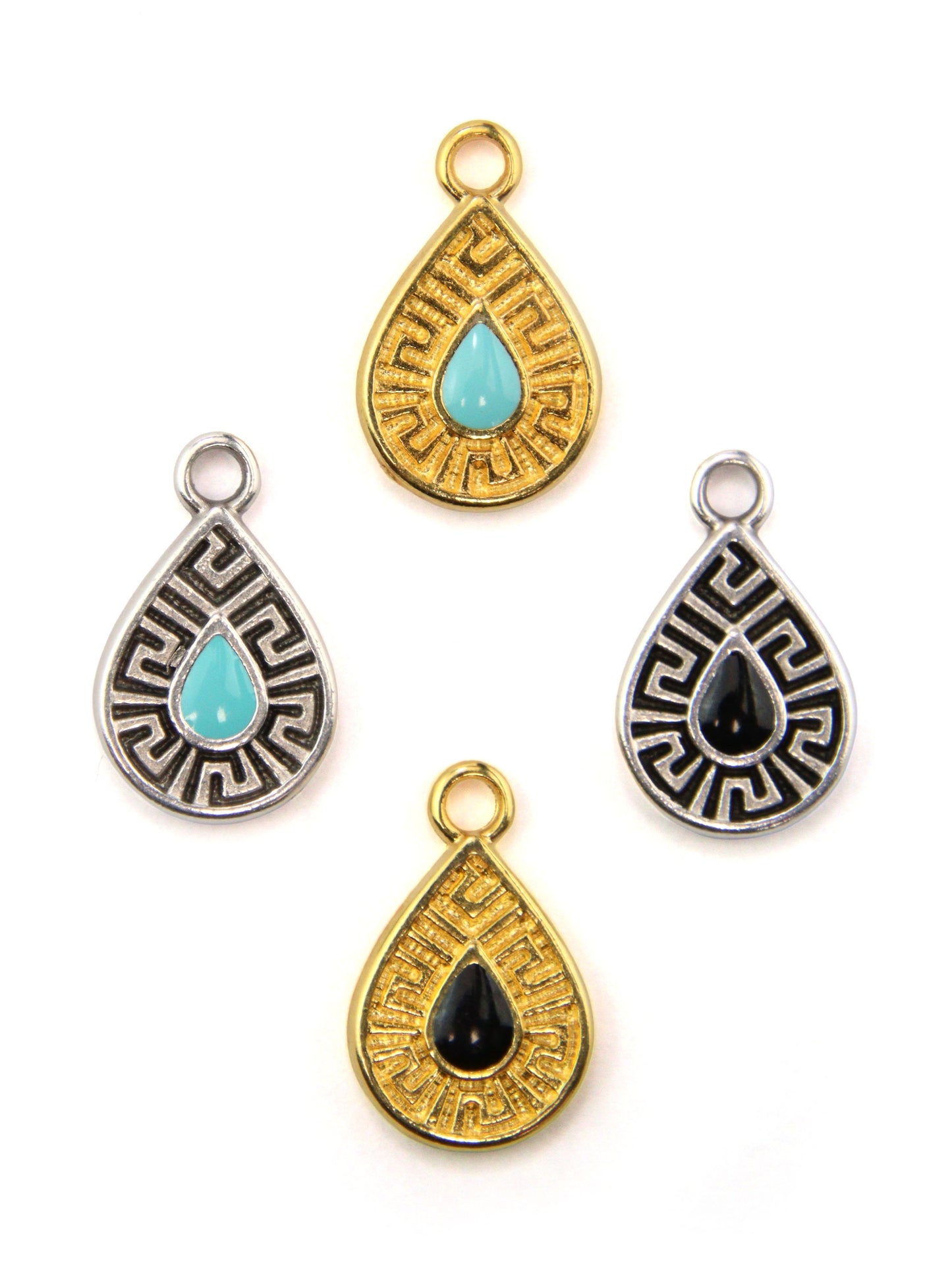 Pendentif goutte méandre zamak 13 mm