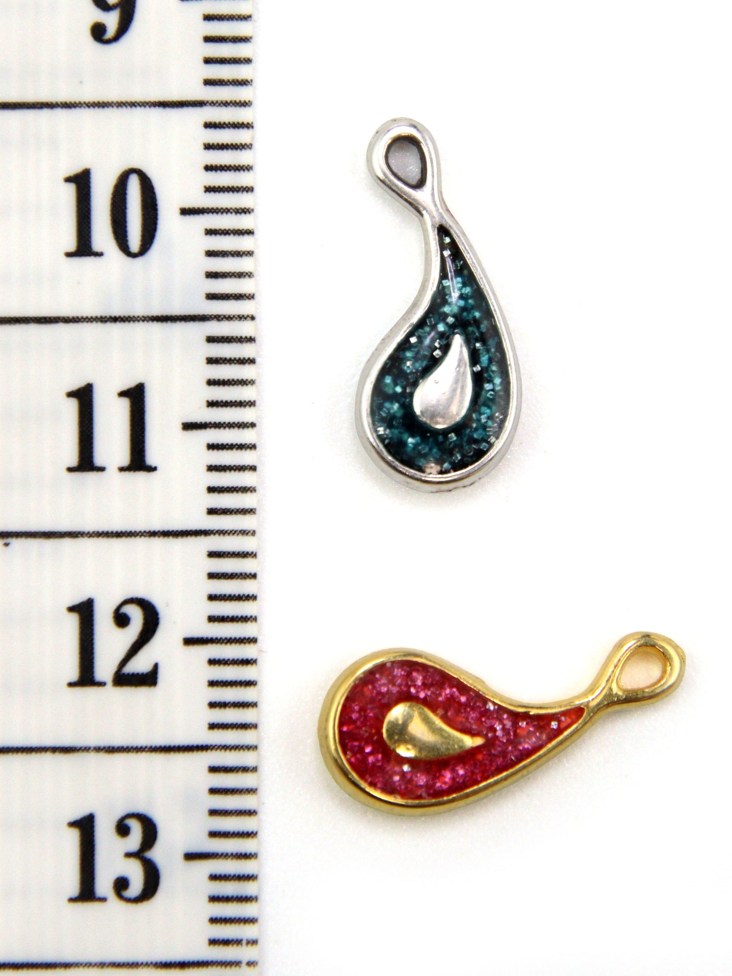 Pendentif larme paillettée zamak 18 mm