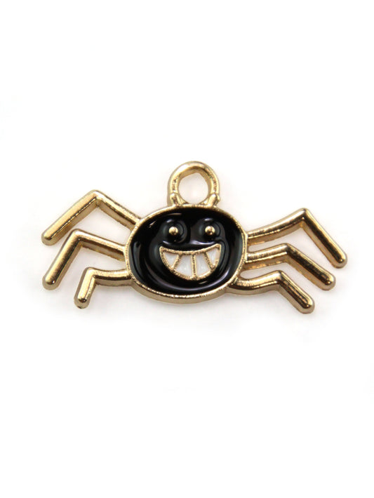 Charm araignée souriante émaillé noir 22mm