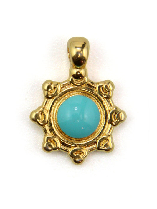 Charm soleil turquoise zamak 10 mm
