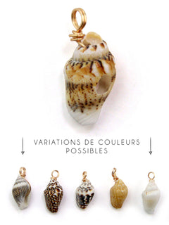 Charm coquillage naturel anneau or 15 mm