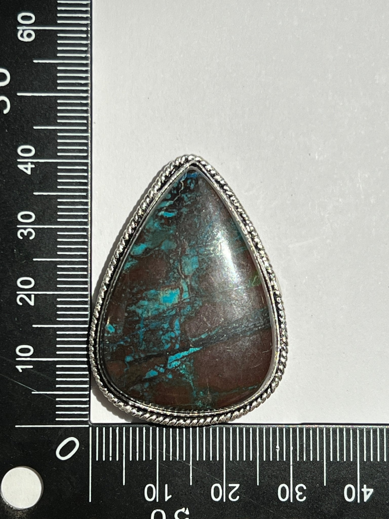 Chrysocolle sertie argenté n°A3 (4cm x 3cm) - Solyluna Macramé