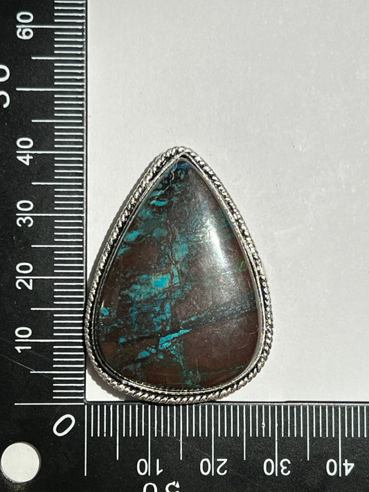 Chrysocolle sertie argenté n°A3 (4cm x 3cm) - Solyluna Macramé