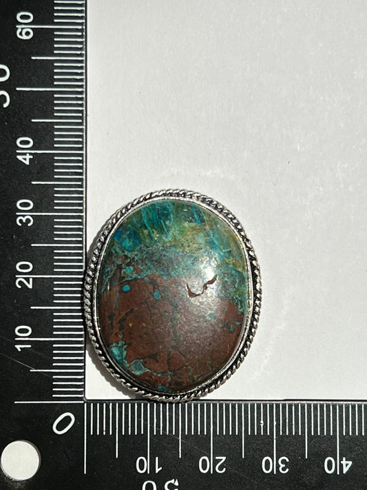 Chrysocolle sertie argenté n°A5 (3,4cm x 2,8cm) - Solyluna Macramé