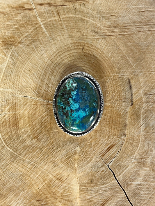 Chrysocolle sertie argenté n°A1 (2,5cm x 2cm) - Solyluna Macramé