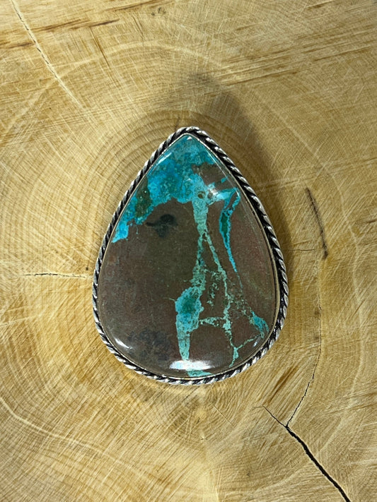 Chrysocolle sertie argenté n°A1 (3,6cm x 2,7cm) - Solyluna Macramé