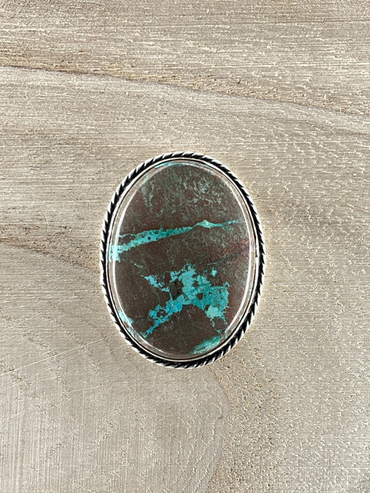 Chrysocolle sertie argenté n°A5 (3,5cm x 2,7cm) - Solyluna Macramé