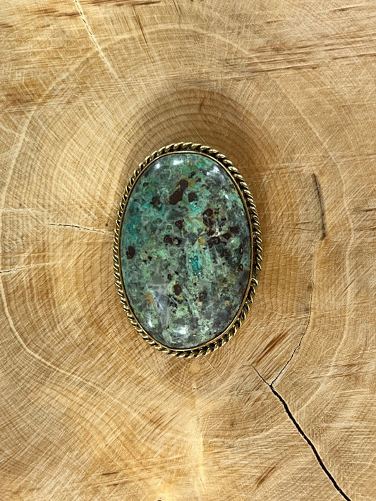 Chrysocolle sertie doré n°D1 (3,3cm x 2,2cm) - Solyluna Macramé