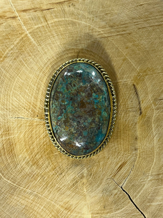 Chrysocolle sertie doré n°D2 (3,2cm x 2,3cm) - Solyluna Macramé