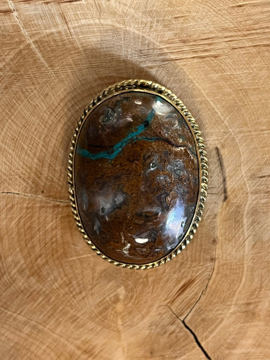 Chrysocolle sertie doré n°D2 (3,2cm x 2,3cm) - Solyluna Macramé