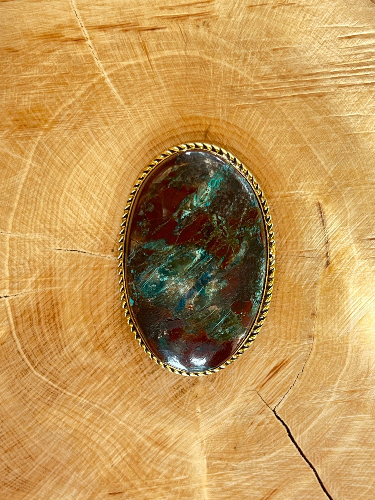 Chrysocolle sertie doré n°D2 (3,5cm x 2,3cm) - Solyluna Macramé