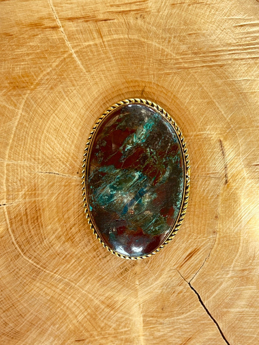 Chrysocolle sertie doré n°D2 (3,5cm x 2,3cm) - Solyluna Macramé