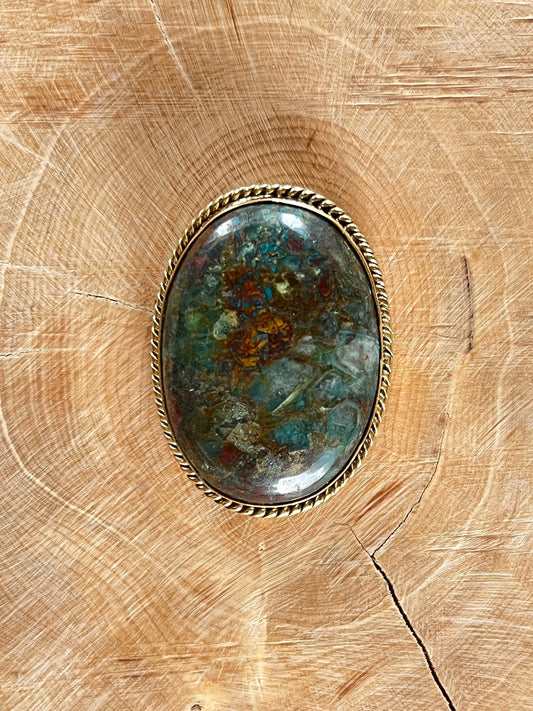 Chrysocolle sertie doré n°D2 (3,5cm x 2,5cm) - Solyluna Macramé