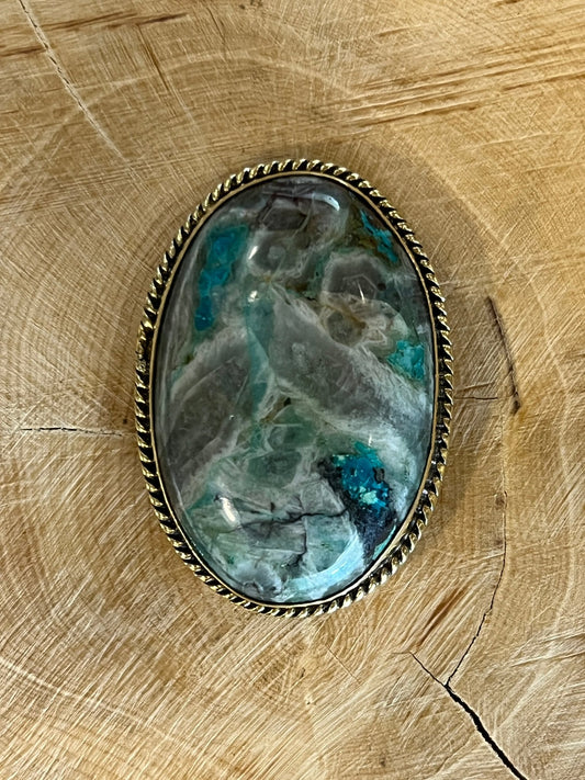 Chrysocolle sertie doré n°D3 (3,8cm x 2,7cm) - Solyluna Macramé