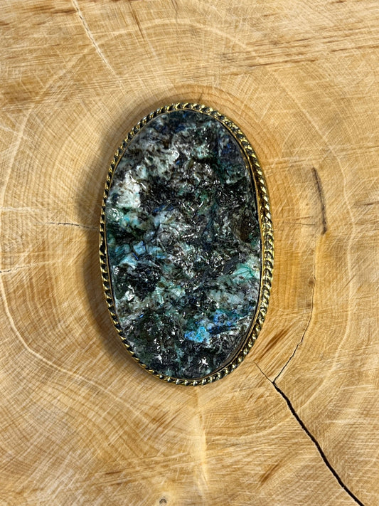 Chrysocolle sertie doré n°D3 (4,2cm x 2,6cm) - Solyluna Macramé