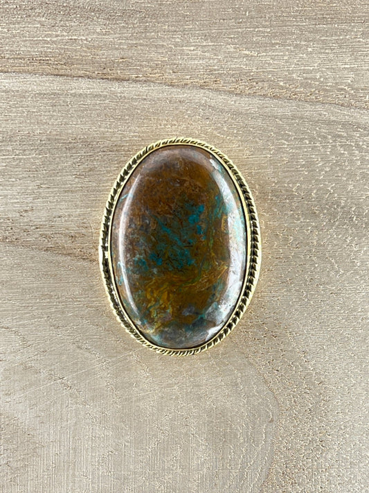 Chrysocolle sertie doré n°D4 (3,5cm x 2,6cm) - Solyluna Macramé
