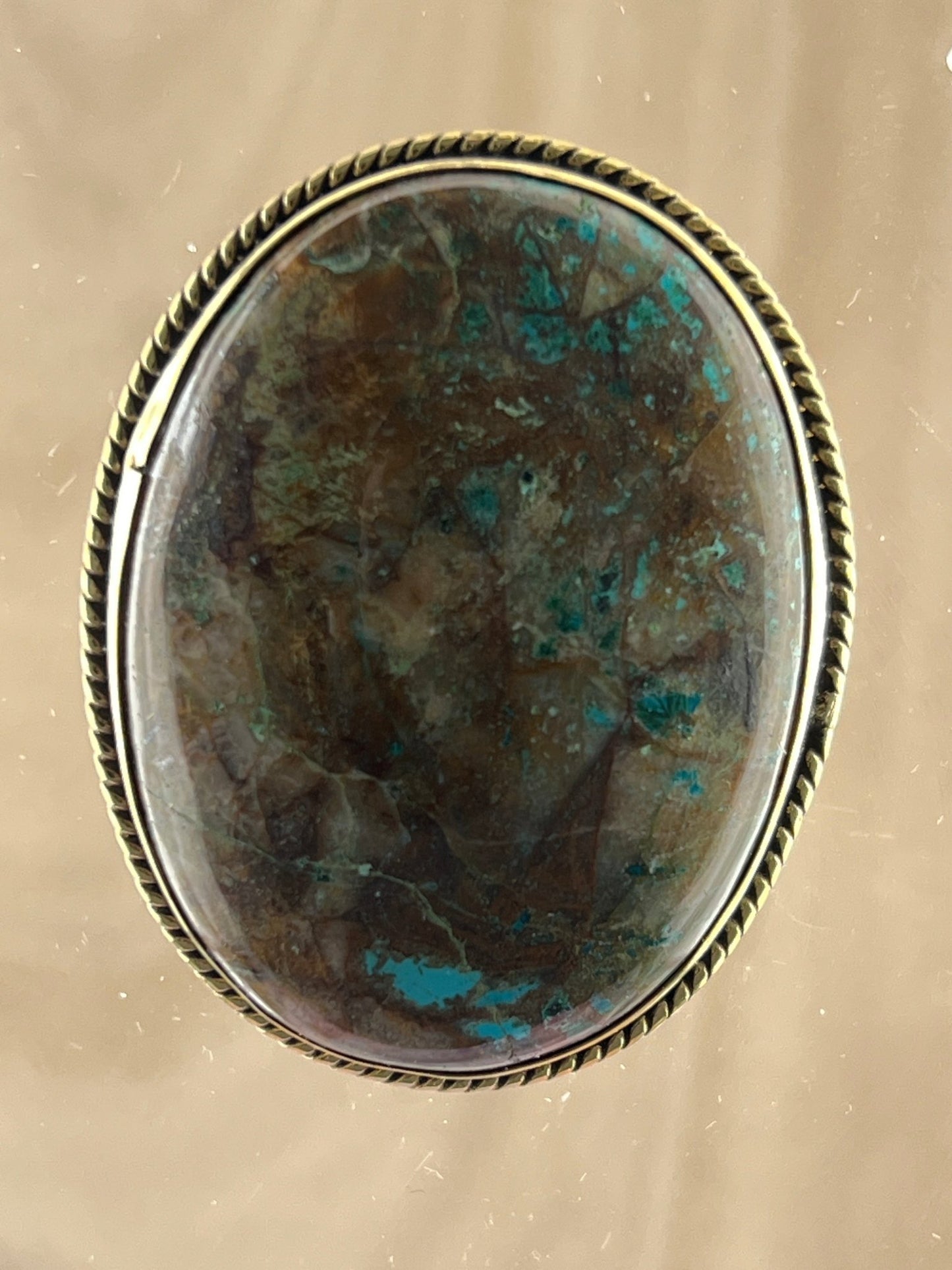 Chrysocolle sertie doré n°D5 (4,4cm x 3,6cm) - Solyluna Macramé