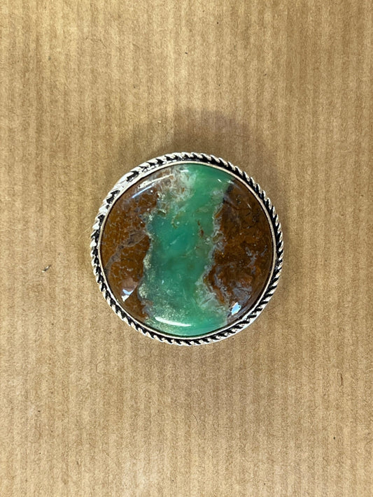 Chrysoprase sertie argenté n°A1 (3cm x 3cm) - Solyluna Macramé