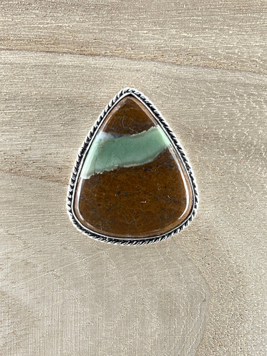 Chrysoprase sertie argenté n°A2 (3,6cm x 3cm) - Solyluna Macramé