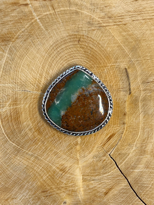 Chrysoprase sertie argenté n°A3 (2,7cm x 2,6cm) - Solyluna Macramé
