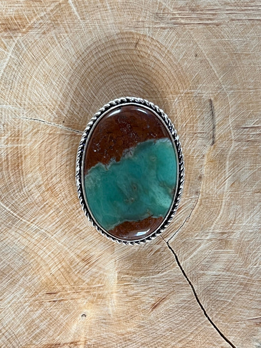 Chrysoprase sertie argenté n°A4 (3,2cm x 2,5cm) - Solyluna Macramé