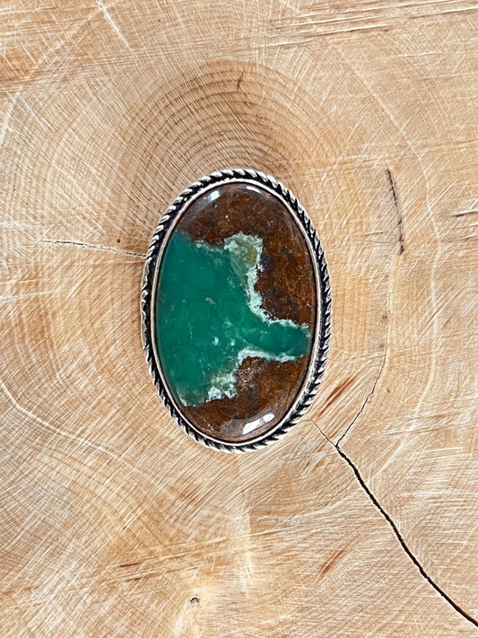 Chrysoprase sertie argenté n°A5 (3,3cm x 2,3cm) - Solyluna Macramé