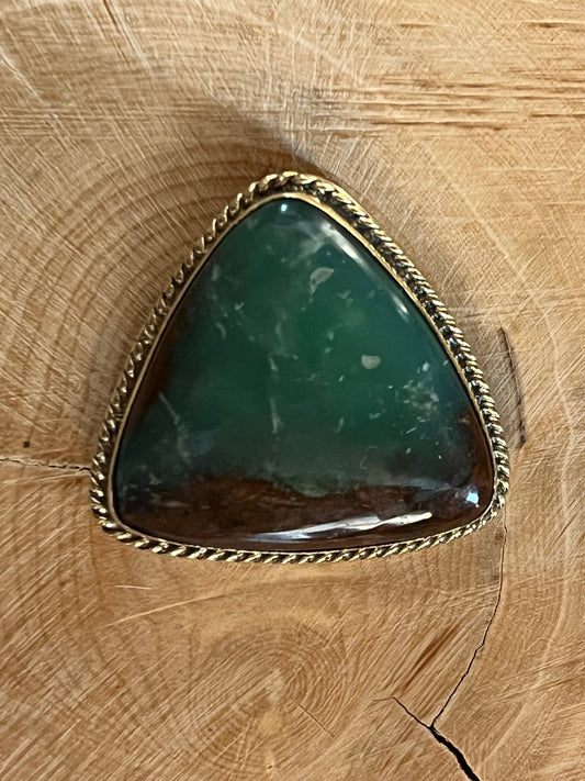 Chrysoprase sertie doré n°D1 (2,6cm x 2,5cm) - Solyluna Macramé