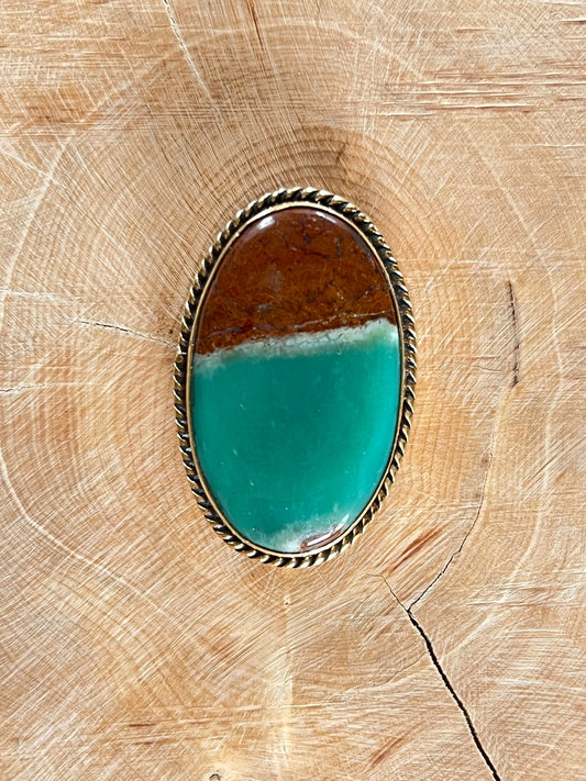 Chrysoprase sertie doré n°D4 (3,5cm x 2,2cm) - Solyluna Macramé